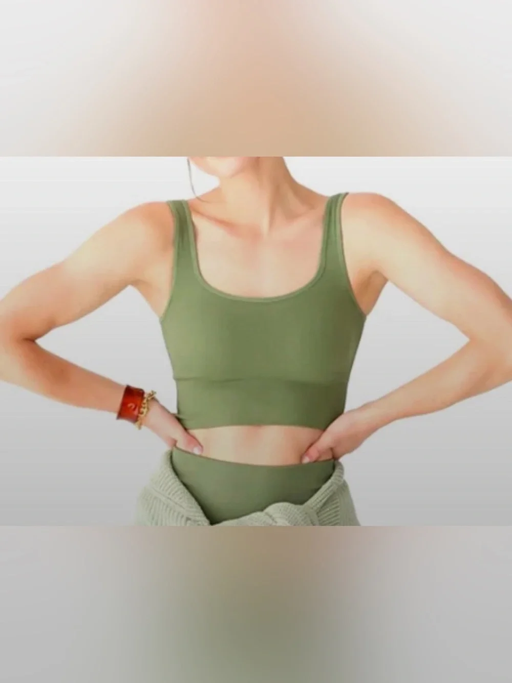 J CREW Sports Bra & Leggings Matching Set Activewear Sculpt Stretch Green Large